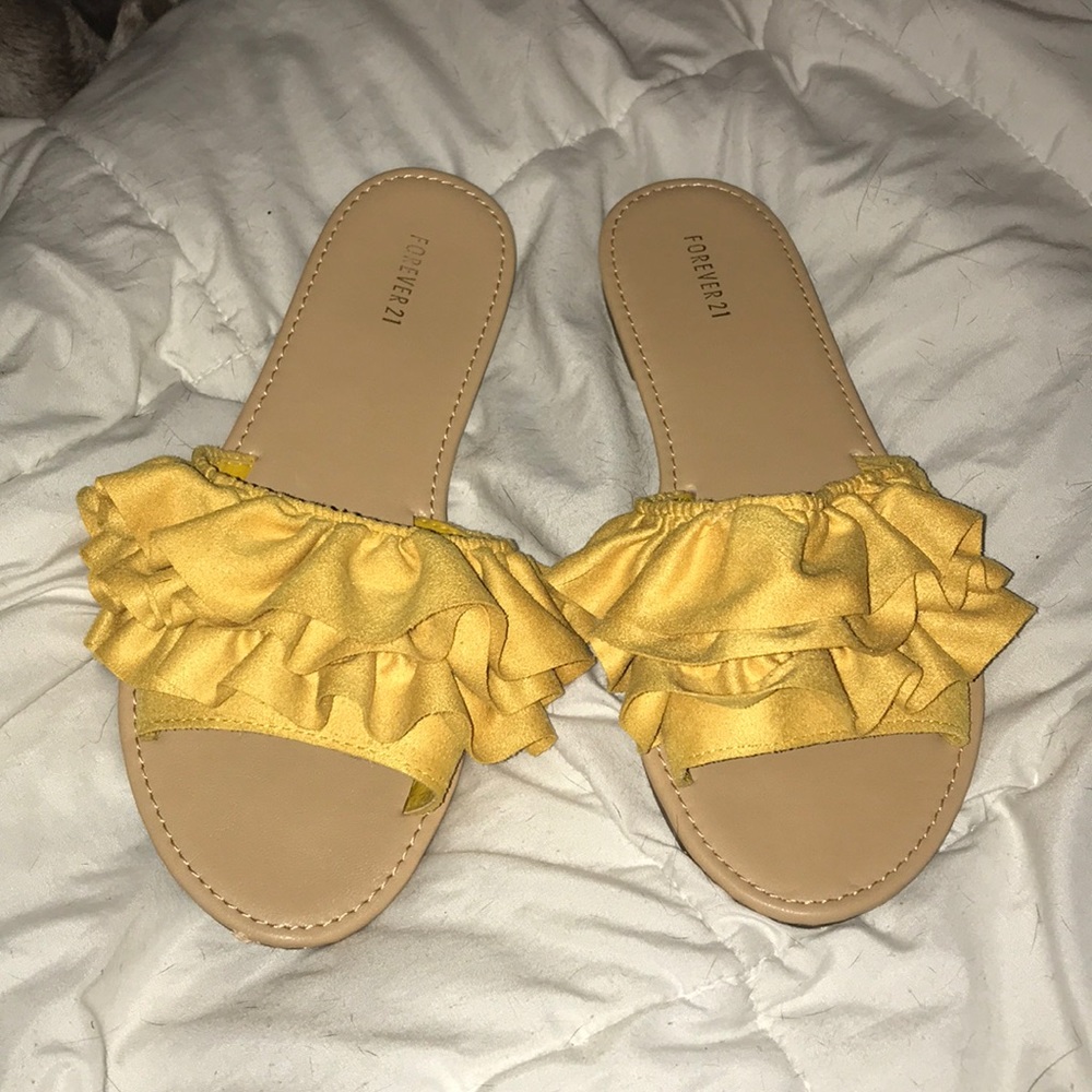 Yellow ruffle sandals